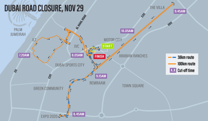 Road Closures in Dubai For Spinneys Dubai 92 Cycle Challenge