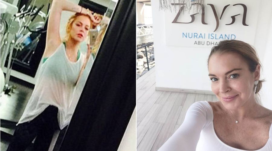 Lindsay Lohan gym trains with Tony Keyrouz in Dubai