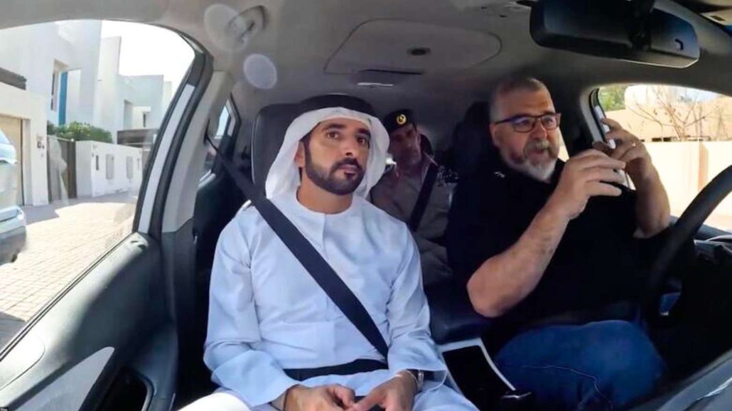 Sheikh Hamdan, Dubai Police and RTA Ride Self-Driving Taxi in Dubai