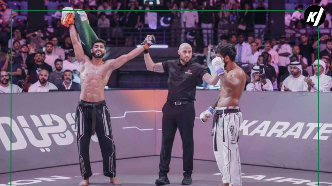 Pakistan’s Shahzaib Rindh win The Karate Combat competition against India in UAE