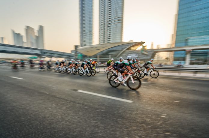 Cyclists on Sheikh Zayed Road