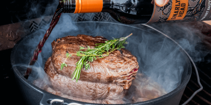 Wine added to steak