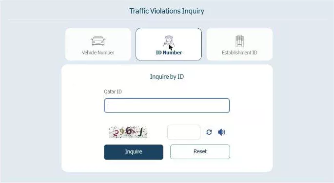 Qatar traffic violations inquiry by Qatar ID number